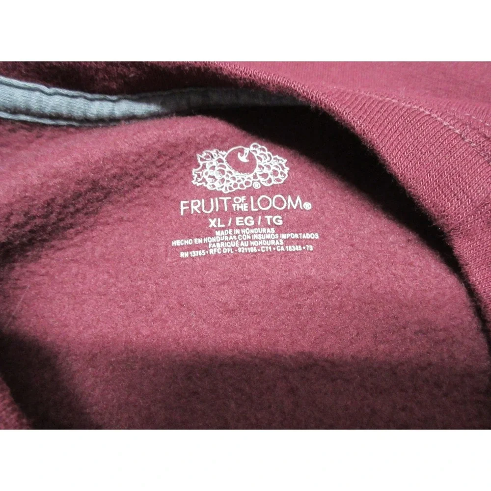 Fruit of the Loom Fleece‎ Sweatshirt Men's XL Burgundy Crew Neck Pullover